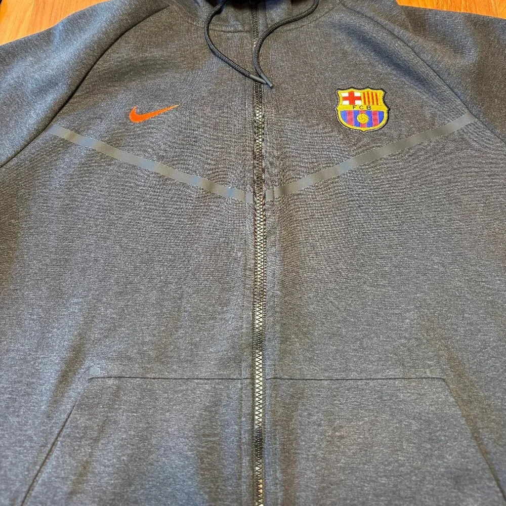 Nike FC Barcelona NSW Tech Fleece‎ Windrunner Jacket, Dark Gray, XXL